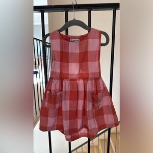 Charming Pink and Red Plaid Kids Dress
